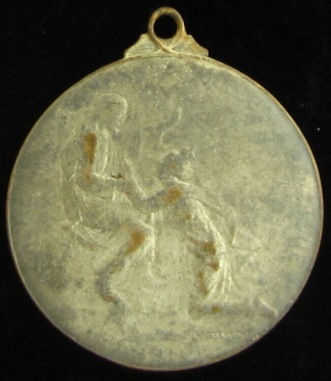 Vintage Jesus Medal Holy Catholic 1914 Joseph Witterwulghe WWI Belgium Large