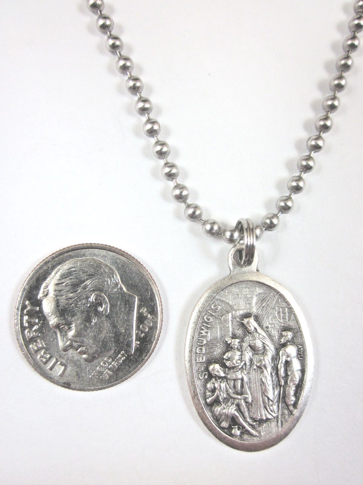St Hedwig Eduwigis Medal Pendant Necklace 24″ Ball Chain Gift Box & Prayer Card