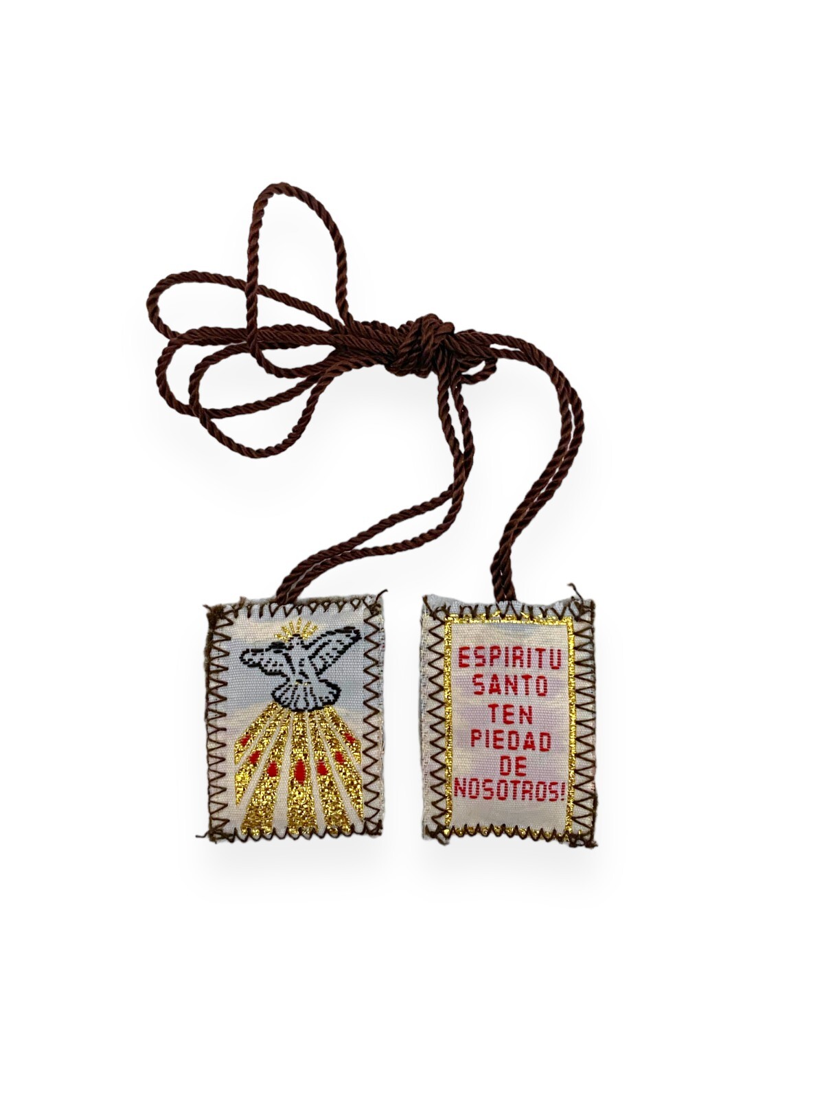 Holy Spirit Dove Brown Scapular Escapulario Cafe Espirito Santo Catholic Gift