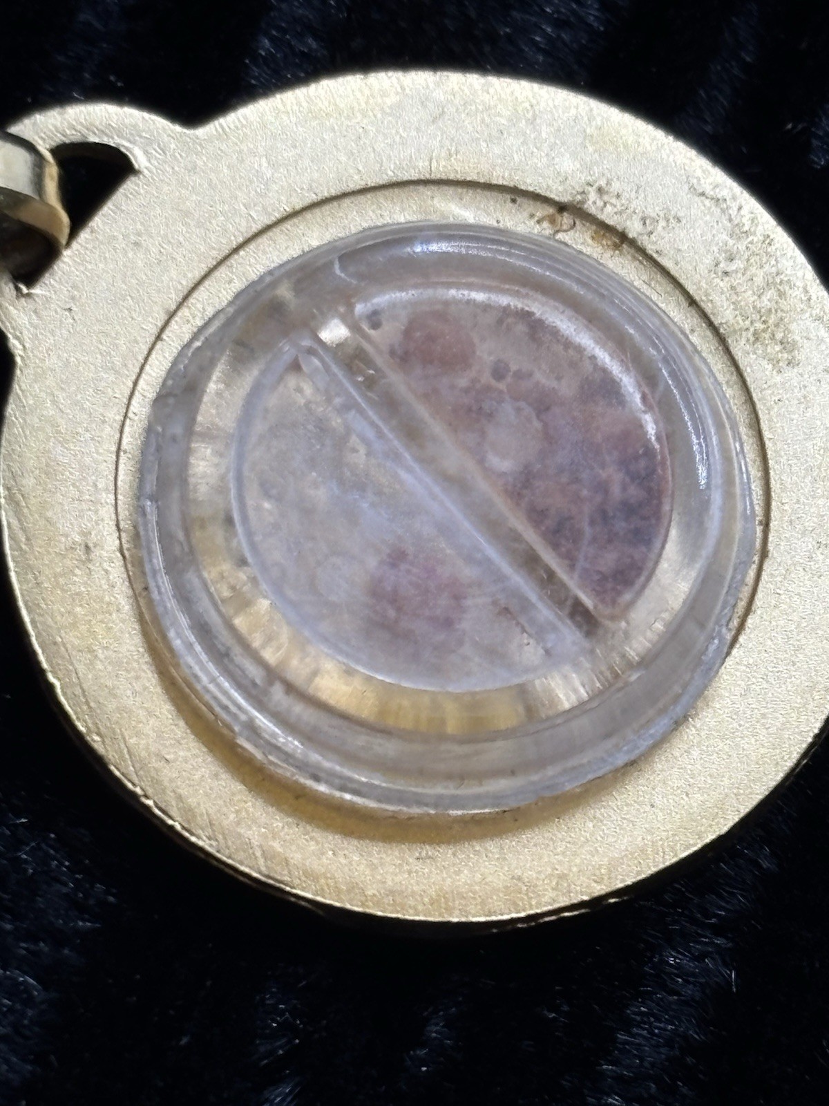 VTG Lourdes Reliquary Medal Pendant Gold Ruby Emerald Soil Water Relic Grotto
