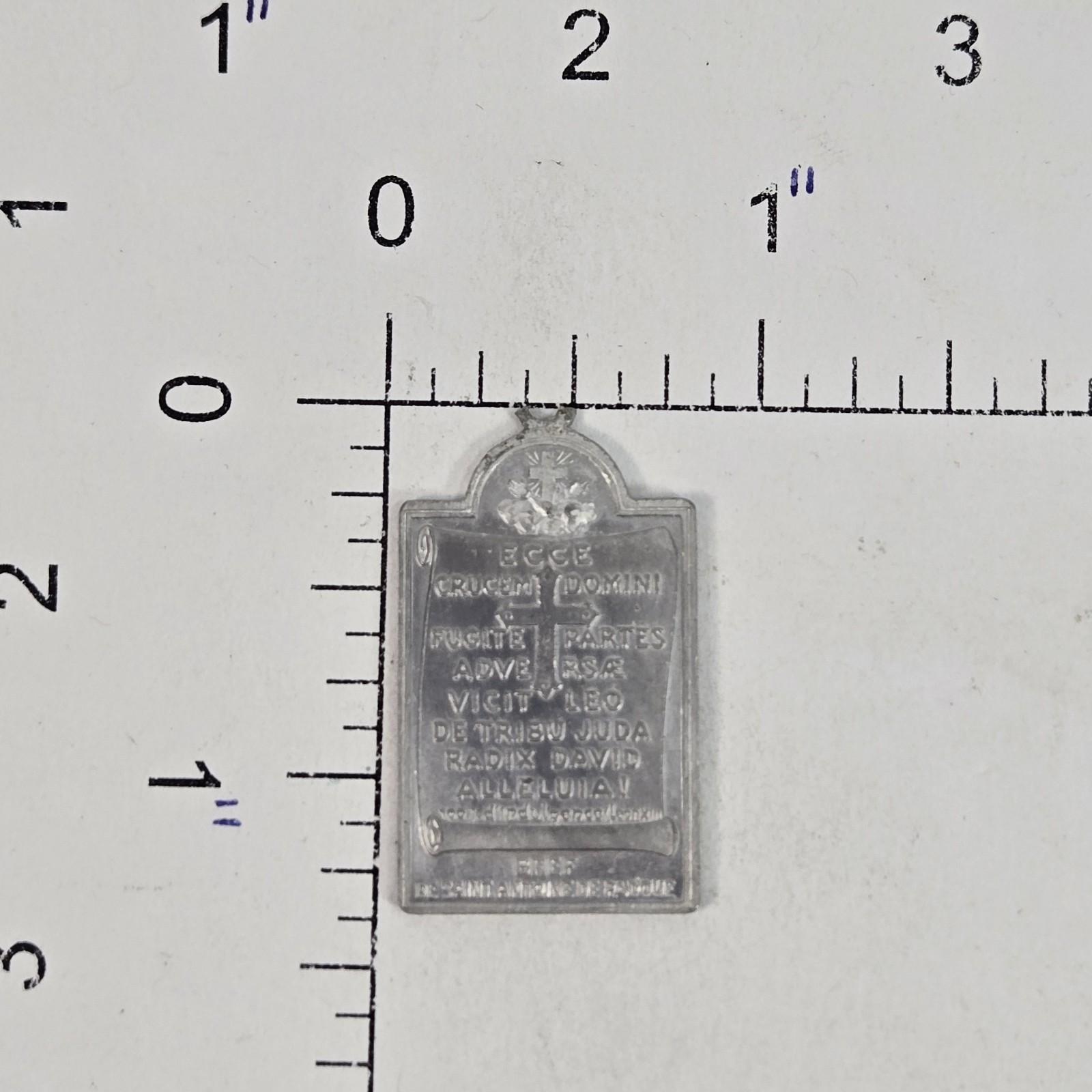 St Francis Blessing St Anthony’s Brief Latin Aluminum Medal Broken Bail Vintage