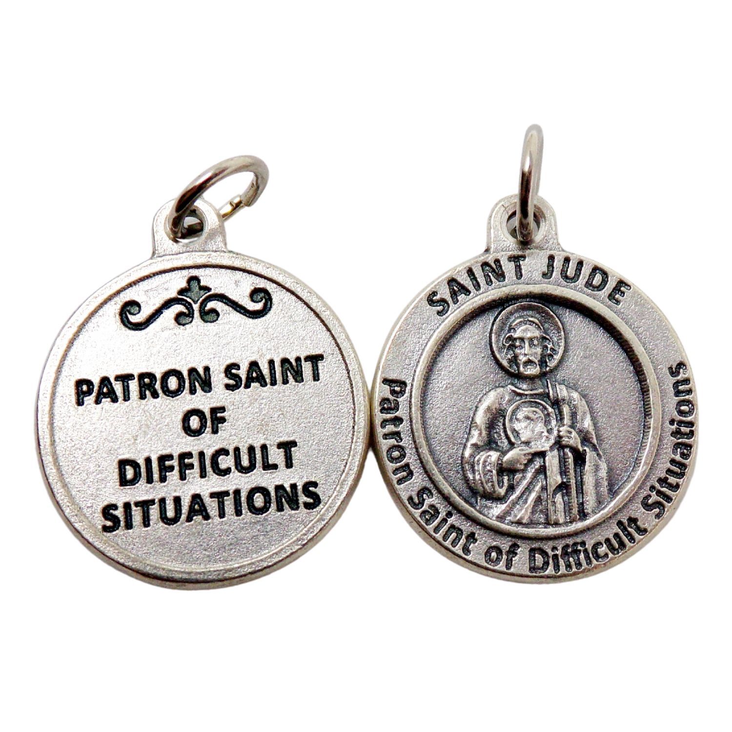 Patron St Saint Jude of Difficult Situations Silver Tone Medals Rosary Part 1 In