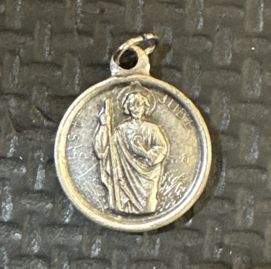 Vintage Religious Medal Pendant St Jude Ex Indumentis Italy Relic