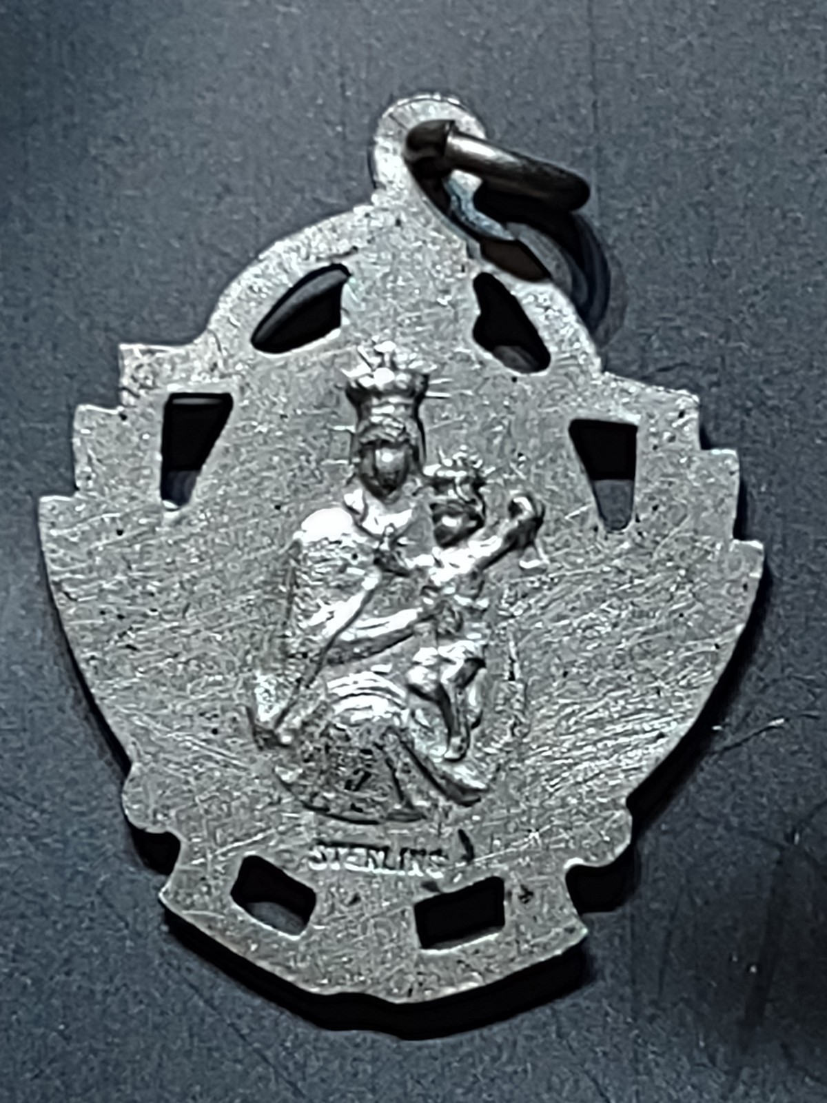 VINTAGE HMH STERLING SILVER SACRED HEART OF JESUS MEDAL 1″ TALL PENDANT