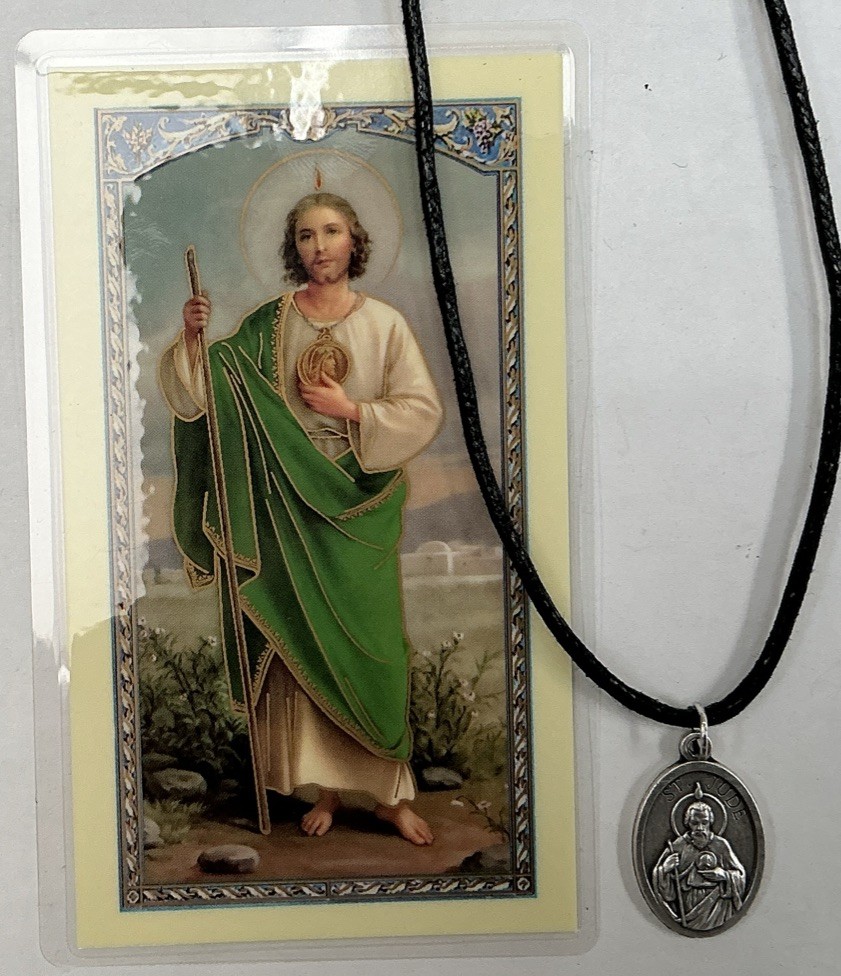 Medal Saint Jude And Holy Card, Healing, Protection, Prayer, Exorcism In English