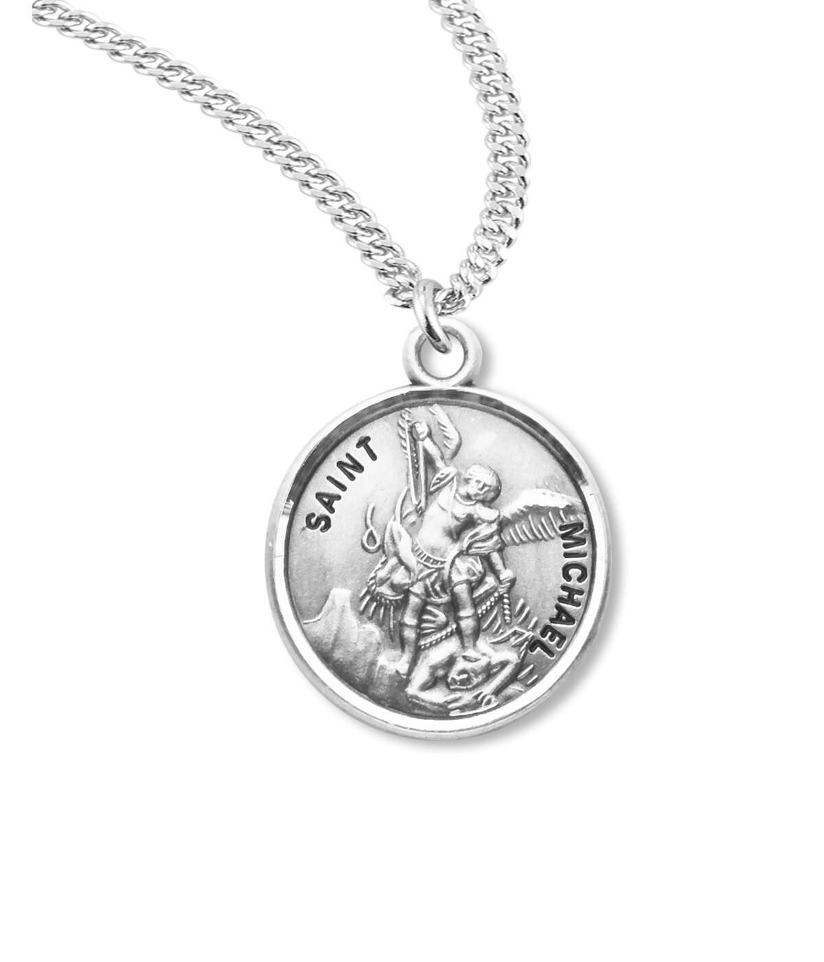 925 Sterling Silver Saint Michael Protection Pendant Medal Necklace With Chain