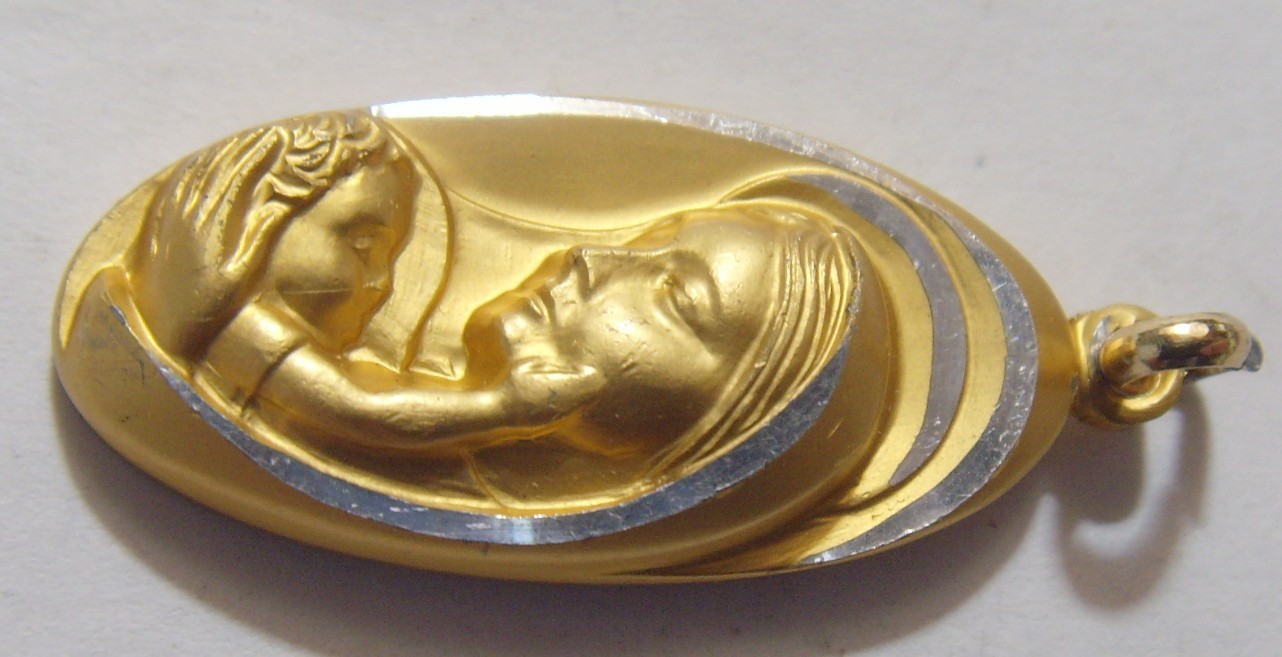 1950s vintage catholic Saint Mary Sweetheart of Jesus be my Love pendant 54563