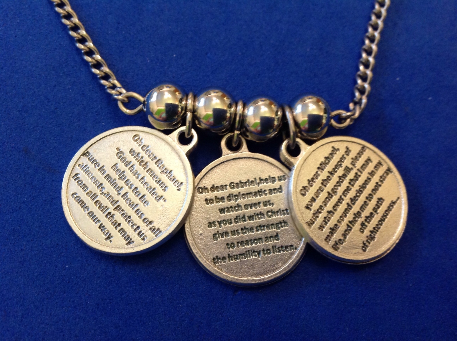 3 Archangel NECKLACE St Medals Michael Gabriel Raphael Saint Prayers