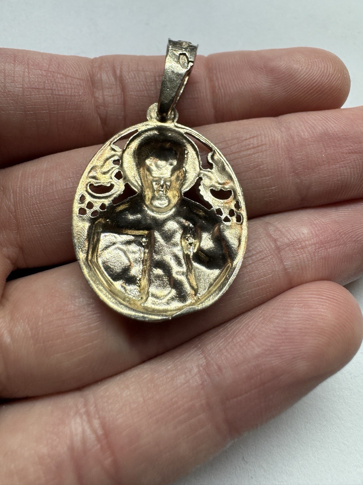 St Nicholas Orthodox Silver Pendant Icon Medal Christian Amulet 925 6.2g