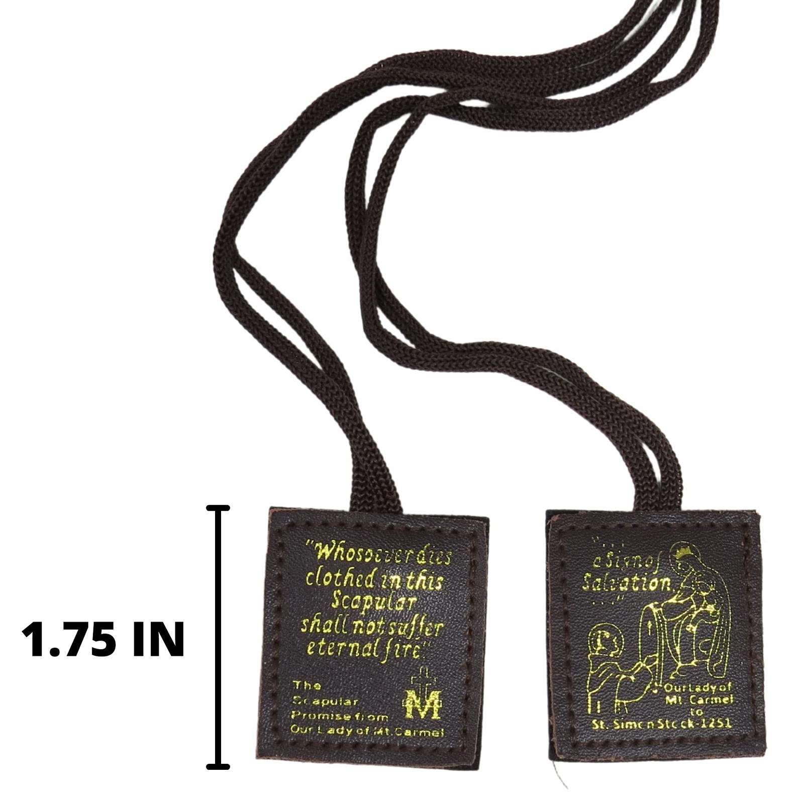 Brown Stamped Leather Scapulars Catholic Necklace for Men and Women, Scapular…