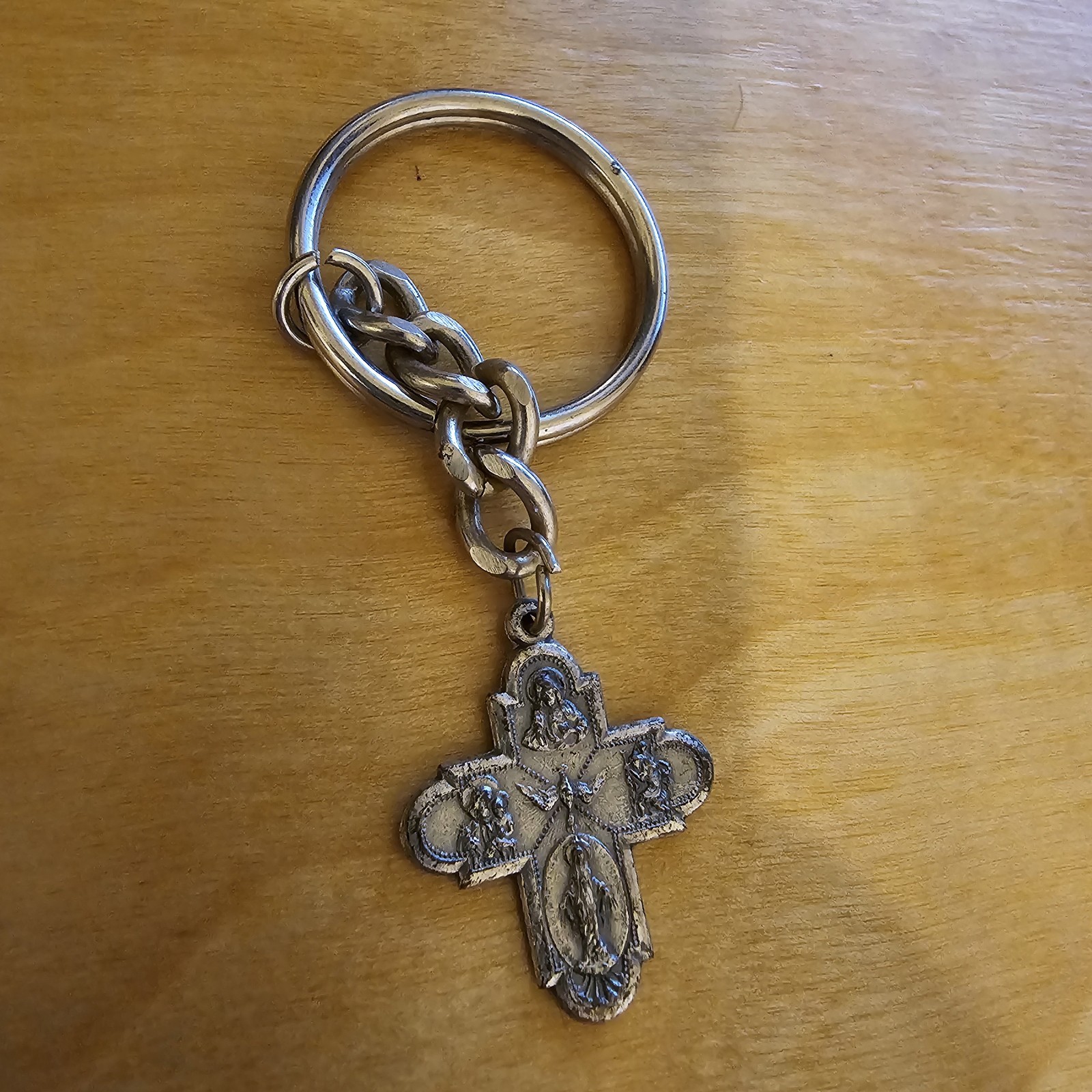 Catholic 5 Way Cross Medal Keychain Key Chain. Made In ITALY.