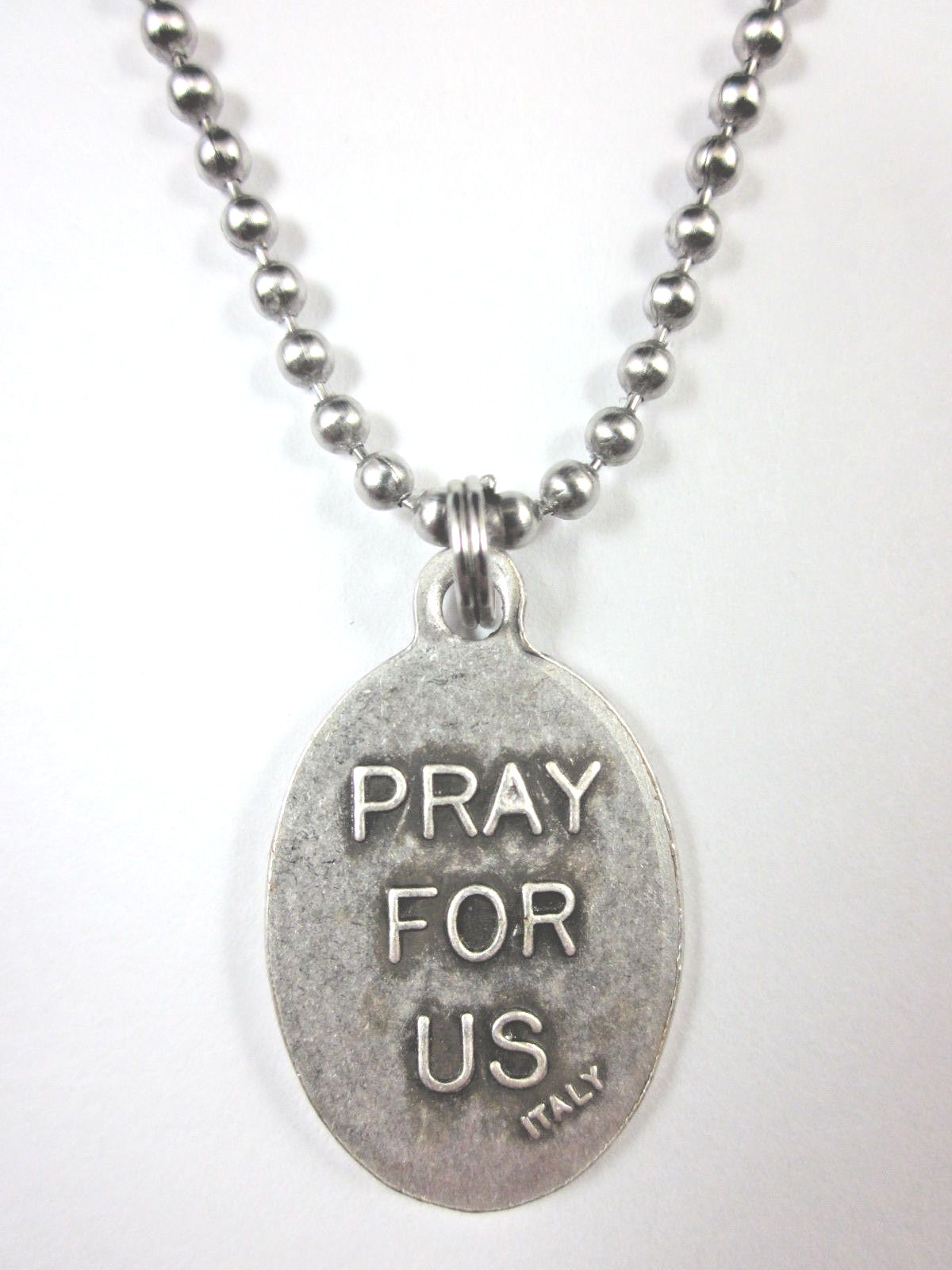 St Peregrine Medal Italy Pendant Necklace 24″ Ball Chain Gift Box & Prayer Card
