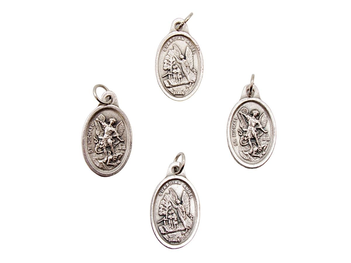 Guardian Angel and Archangel Saint Michael Lot of 4 Two Sided Pendant Medals