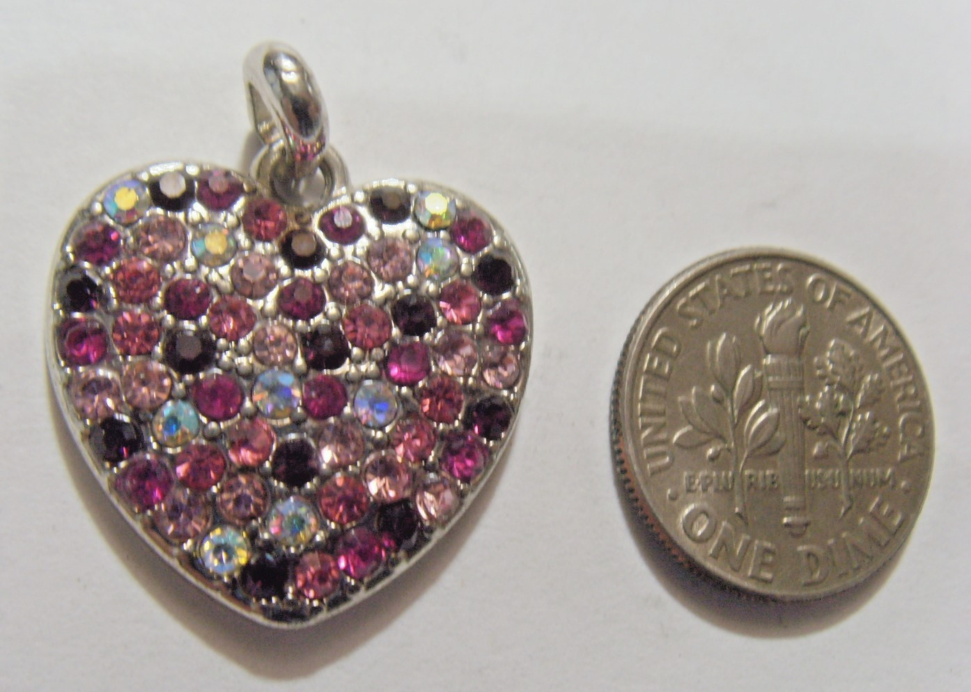 1950s antique catholic Heart Love pendant faux gems pink diamante 54499