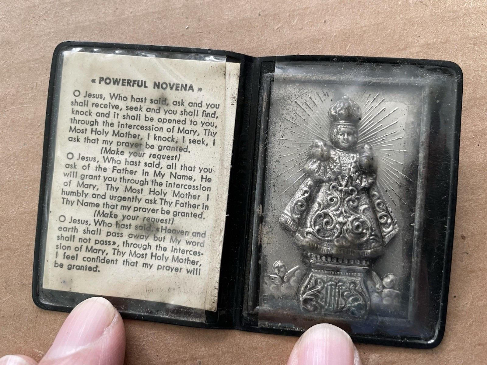 INFANT OF PRAGUE Silver Medal Plaque POWERFUL NOVENA Prayer Pocket Book Italy #3