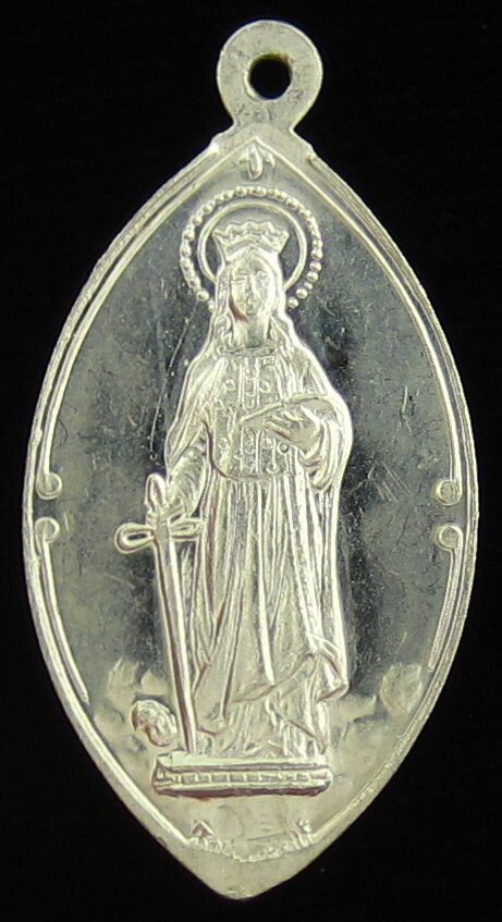 Vintage Saint Dymphna Medal Aluminum Patron Saint of Mental Illness Lightweight