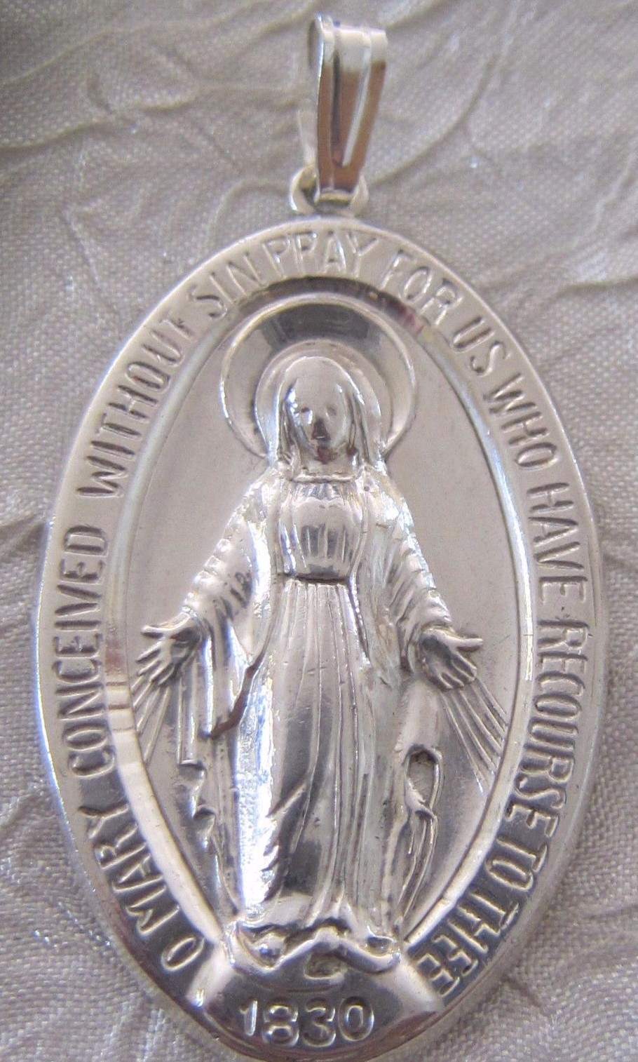 Antique Catholic Religious Medal -Miraculous Classic Sterling