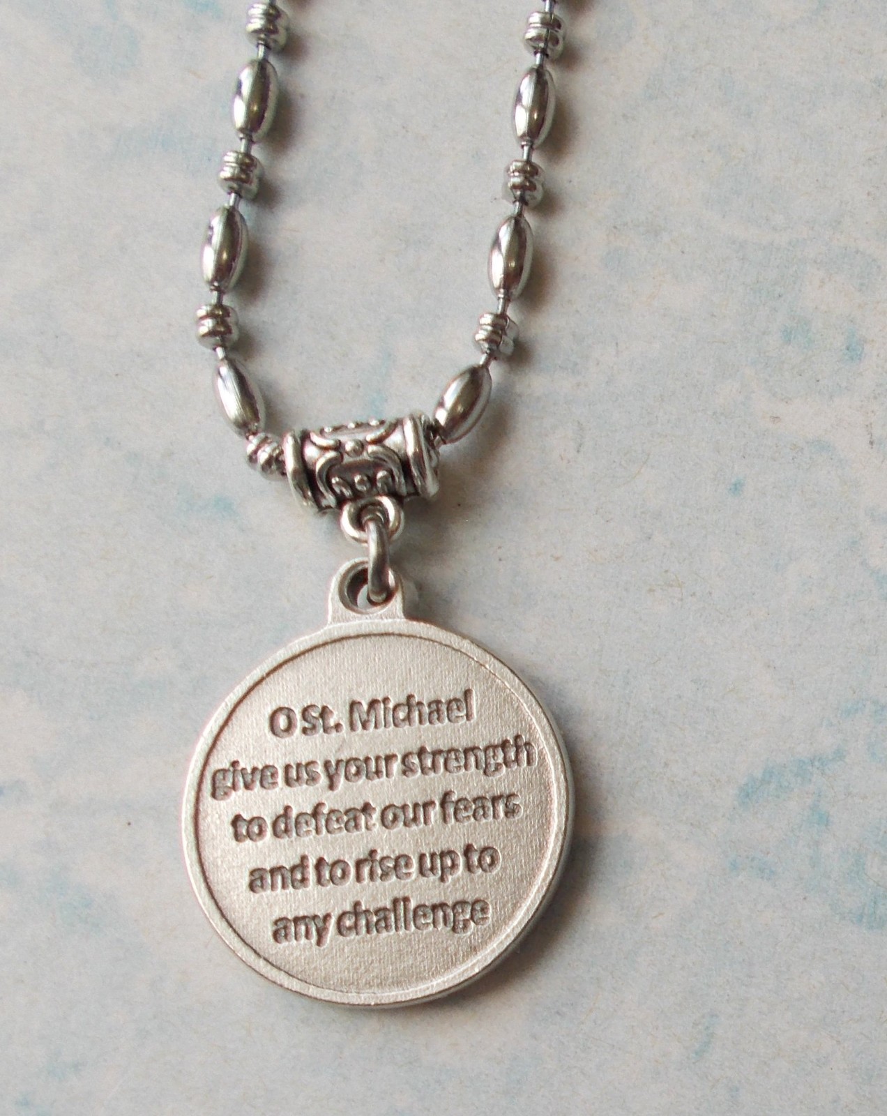 Rare ARCHANGEL St MICHAEL Saint Medal NECKLACE Pendant Angel Stainless Chain 30″