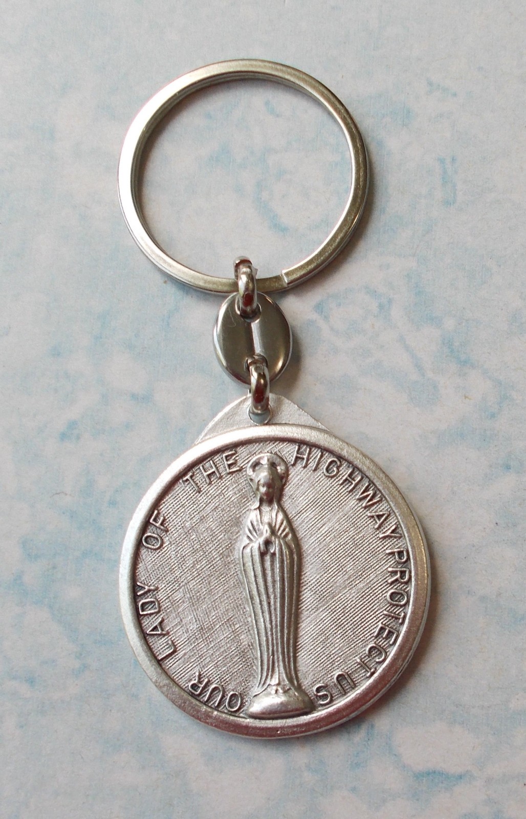 ST CHRISTOPHER OUR LADY OF GRACE Saint Medal KEYCHAIN KEY RING Protection Italy