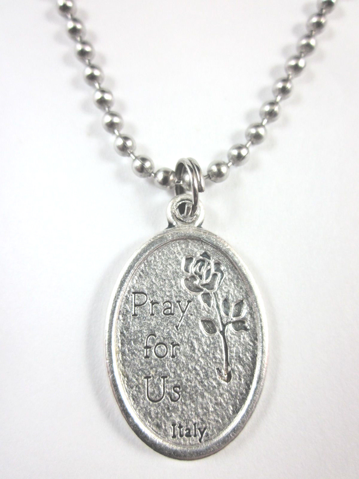 St Nicholas Medal Italy Pendant Necklace 24″ Ball Chain Gift Box & Prayer Card