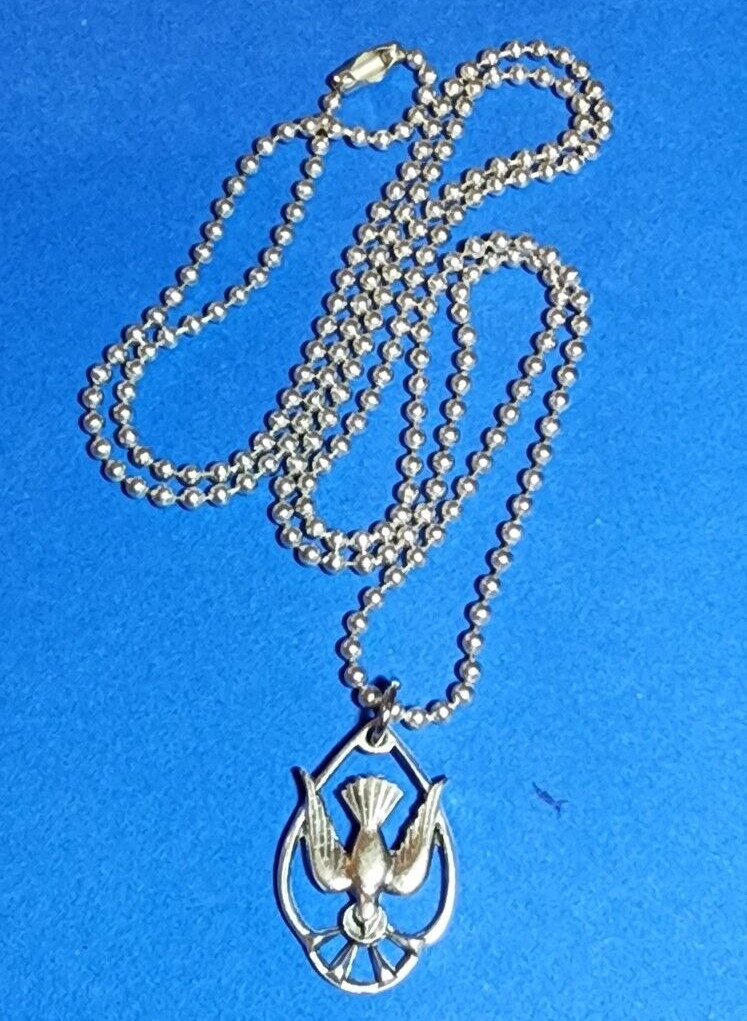 Holy Spirit Dove Necklace Unisex Creed Italy – 1″ Medal – 26″ Ball Chain