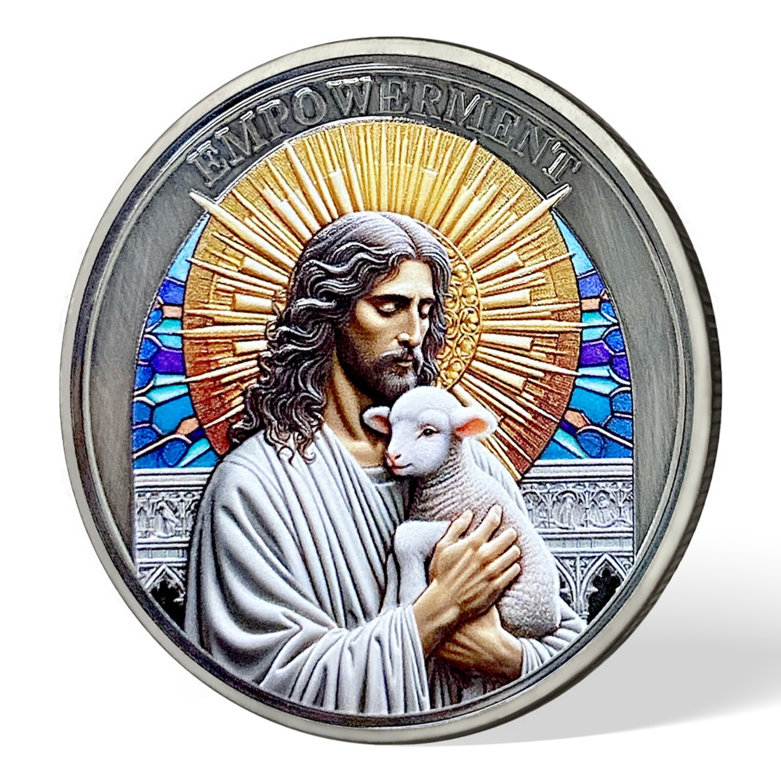 3D Christian Jesus Prayer Coin Psalm 46:1 Bible Verse Religious Faith Token Gift