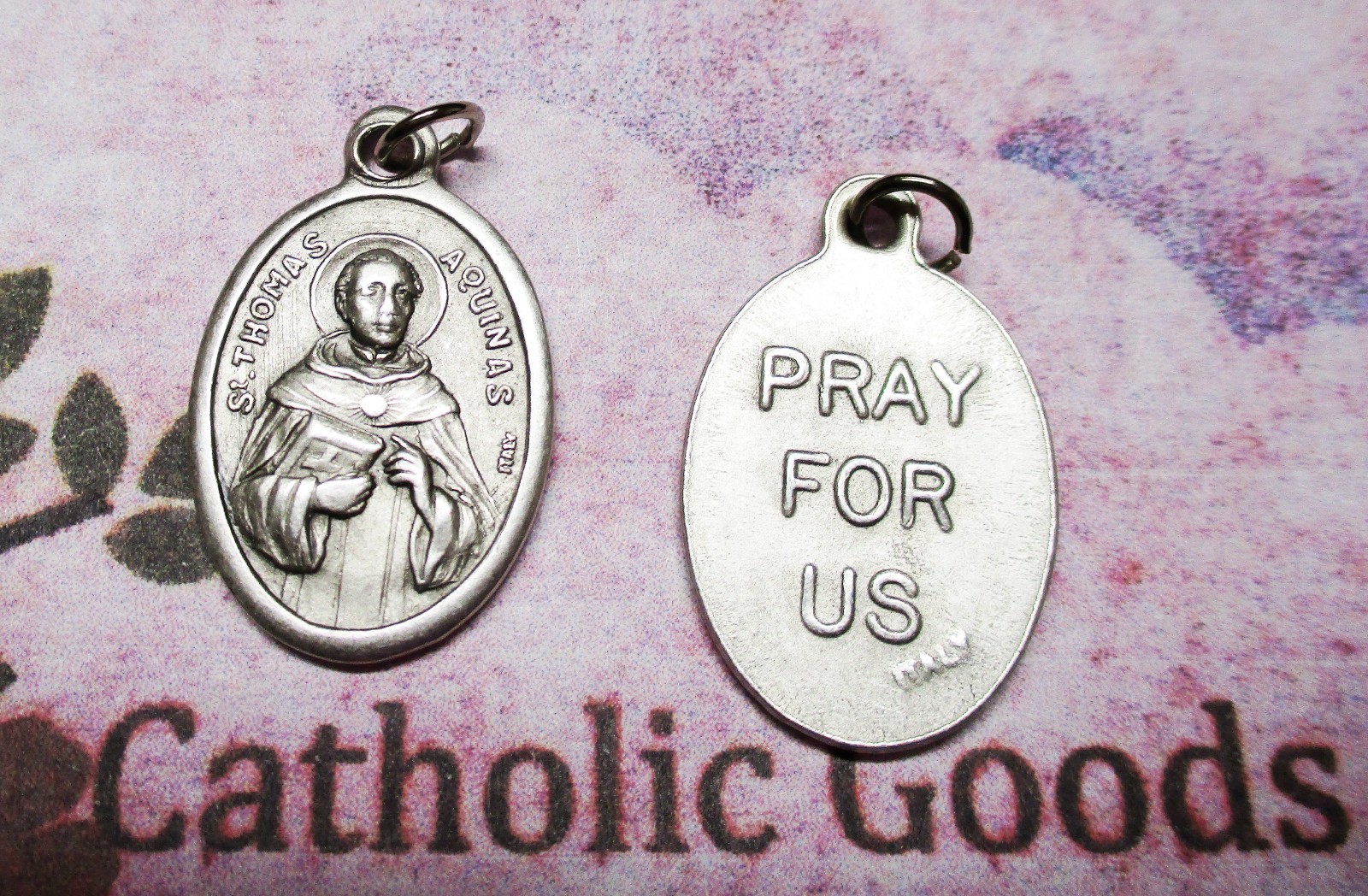 Saint St. Thomas Aquinas / Pray for Us – Italian Silver tone Ox 1 inch Medal