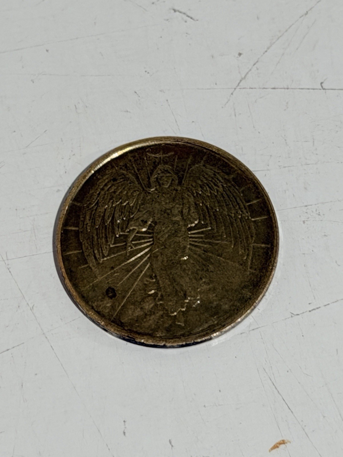 Angel coin Vintage Double Sided GOLD tone