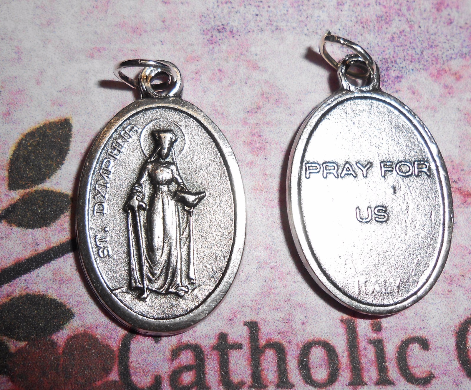 Saint. Dymphna Patron Saint of Stress – Italian Silver-Tone OX 1 inch Medal