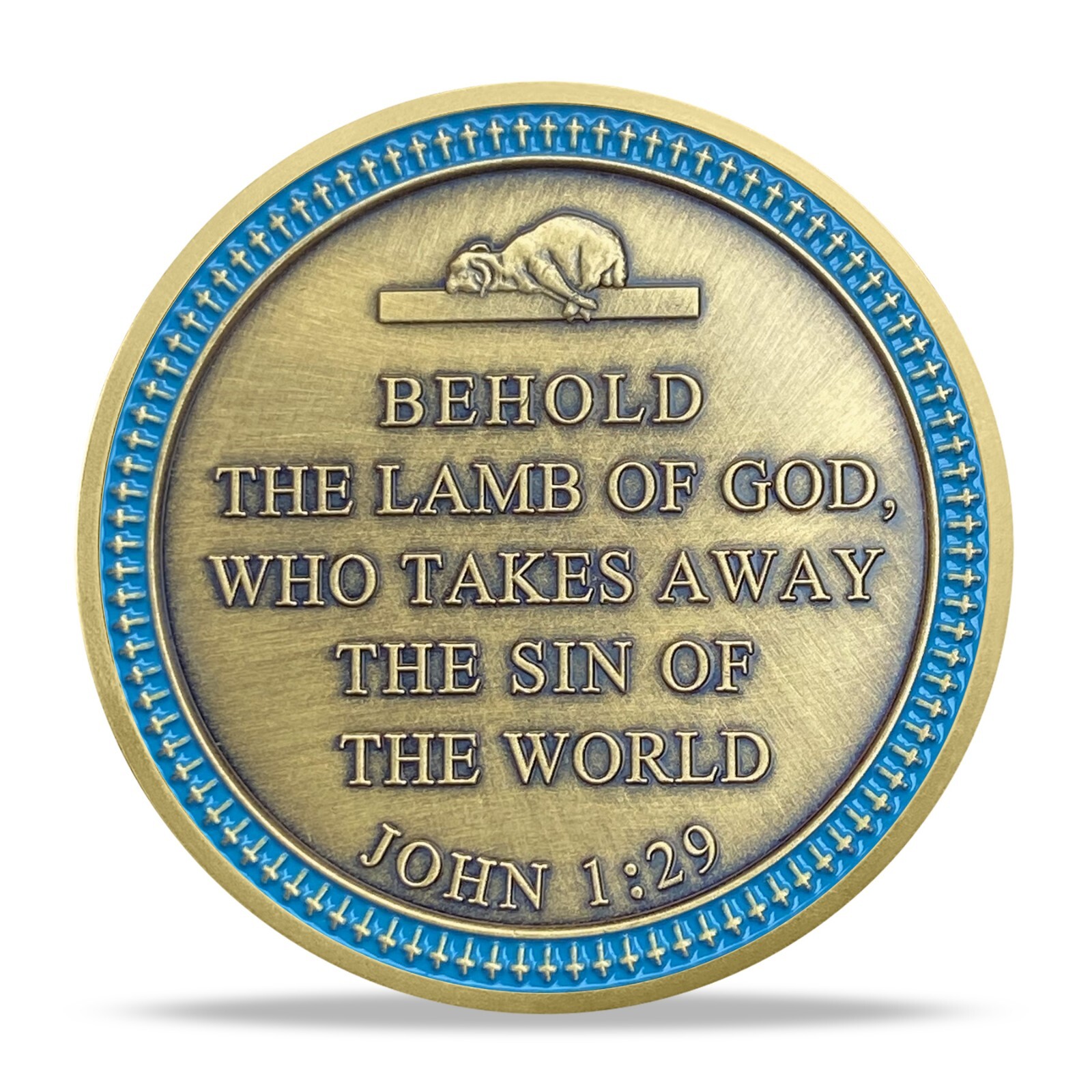 5pcs Lion Of Judah Challenge Coin Inspirational Christian John 1:29 Verse Token