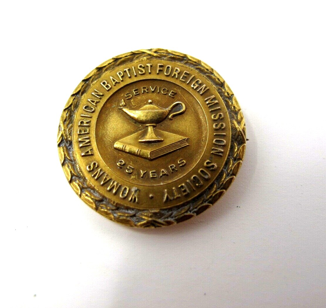Anna Barbara Grey 10k Gold 25 Years Womans American Baptist Foreign Mission Pin