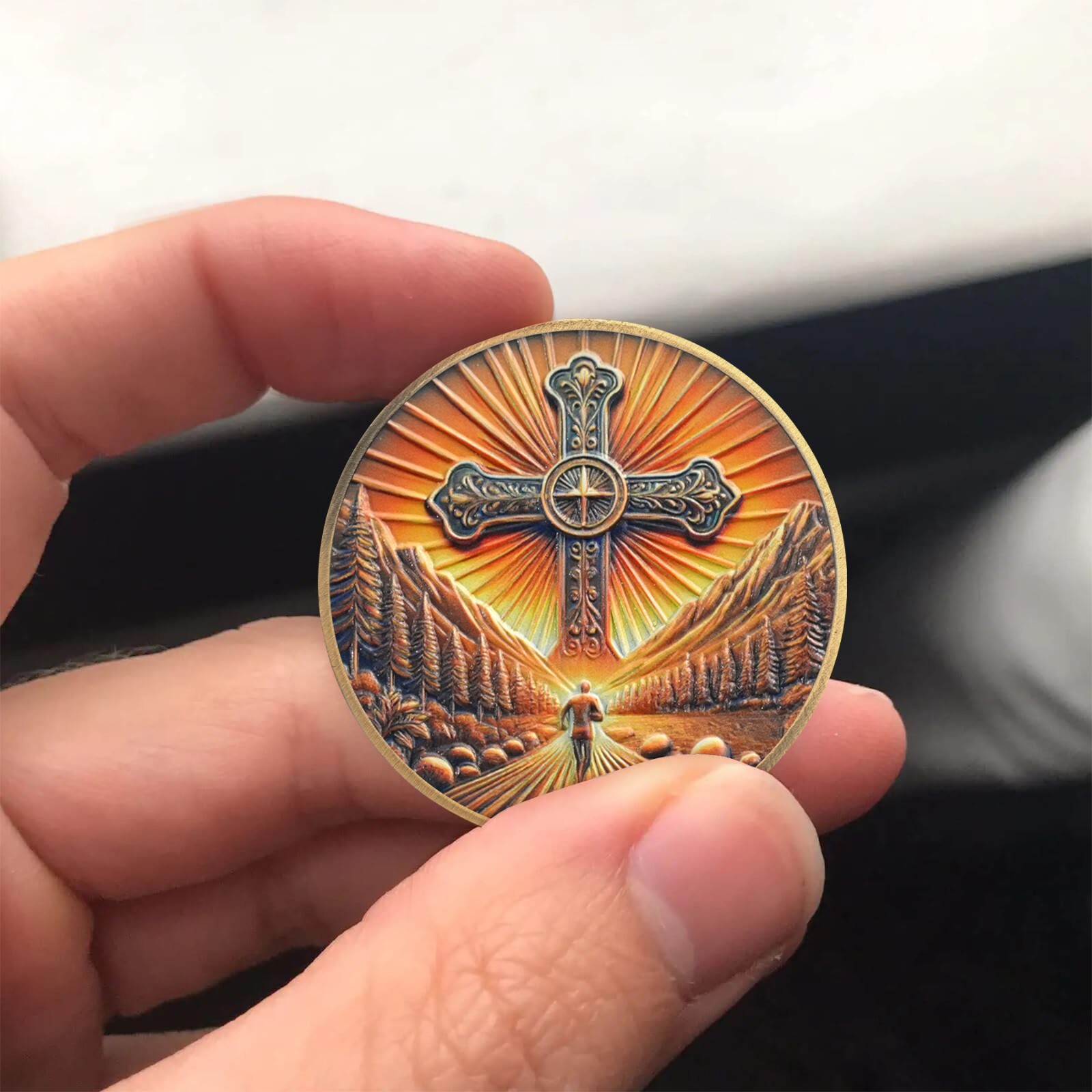 Religious Challenge Coin Philippians 4:13 Verse Christian Cross Faith Souvenir
