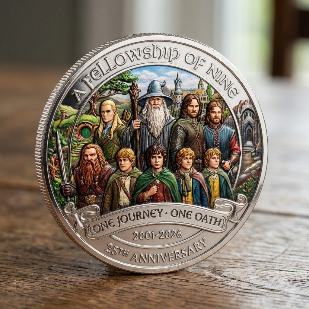 Lord of the Rings 25th Anniversary Coin 2001-2026 Fellowship of Nine Silver Coin
