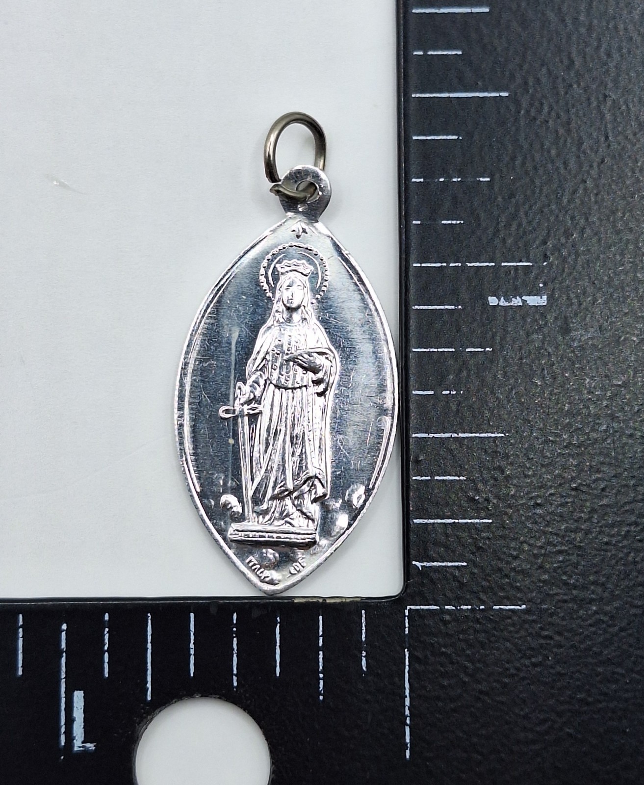 St Dymphna Pray for Us Medal Mental Health Silver Tone 1.25″ Made In Italy VGC