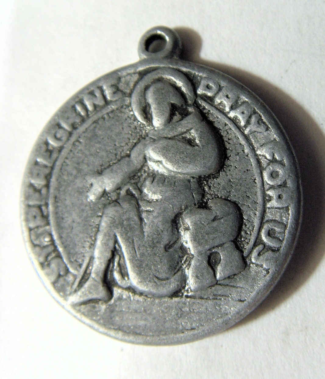 1950s antique Catholic Saint Peregrine servants of Saint Mary pendant 54530