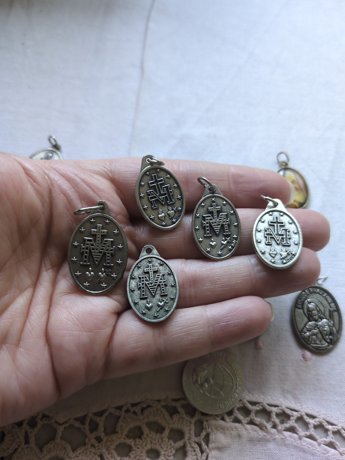 Catholic Saint Medals, Cross, Relic, Lot of 16