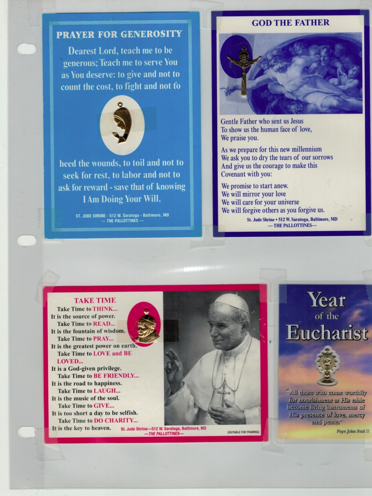 Collection of Catholic Tokens, Souvenirs, Charms, Brooches, ETC 1950s-2000s
