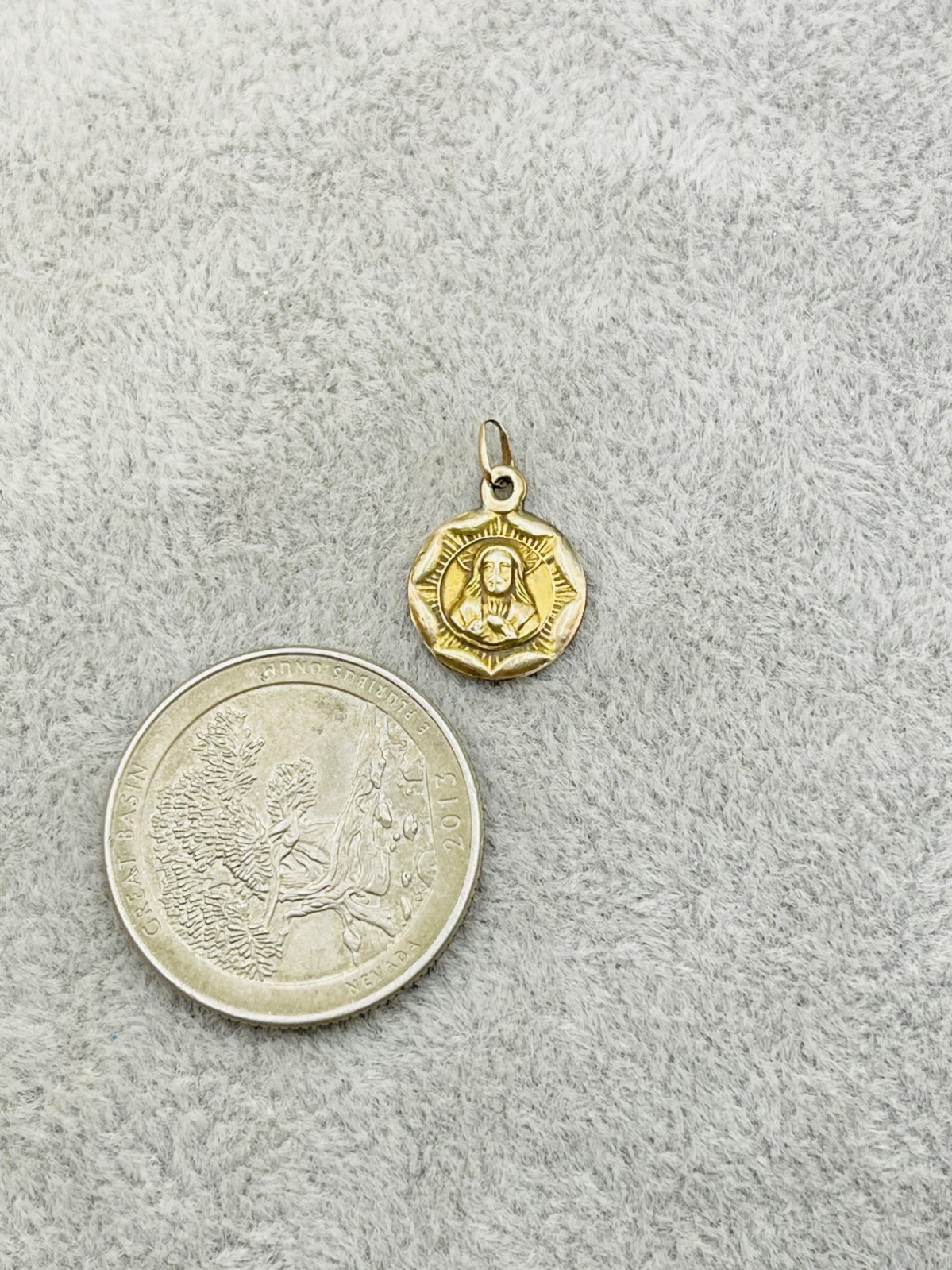 Vintage 10K Yellow Gold Our Lady of Guadalupe Scapular Medal