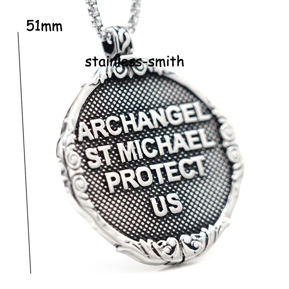 New Mens Catholic Christian Saint St Michael Medal Medallion Pendant Necklace