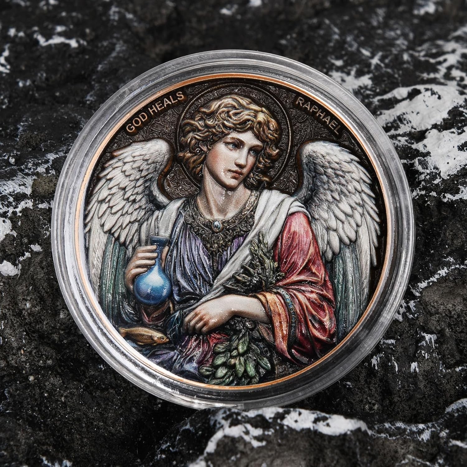 Archangel Raphael Healing Prayer Coin – Inspirational Christian Token of Divin