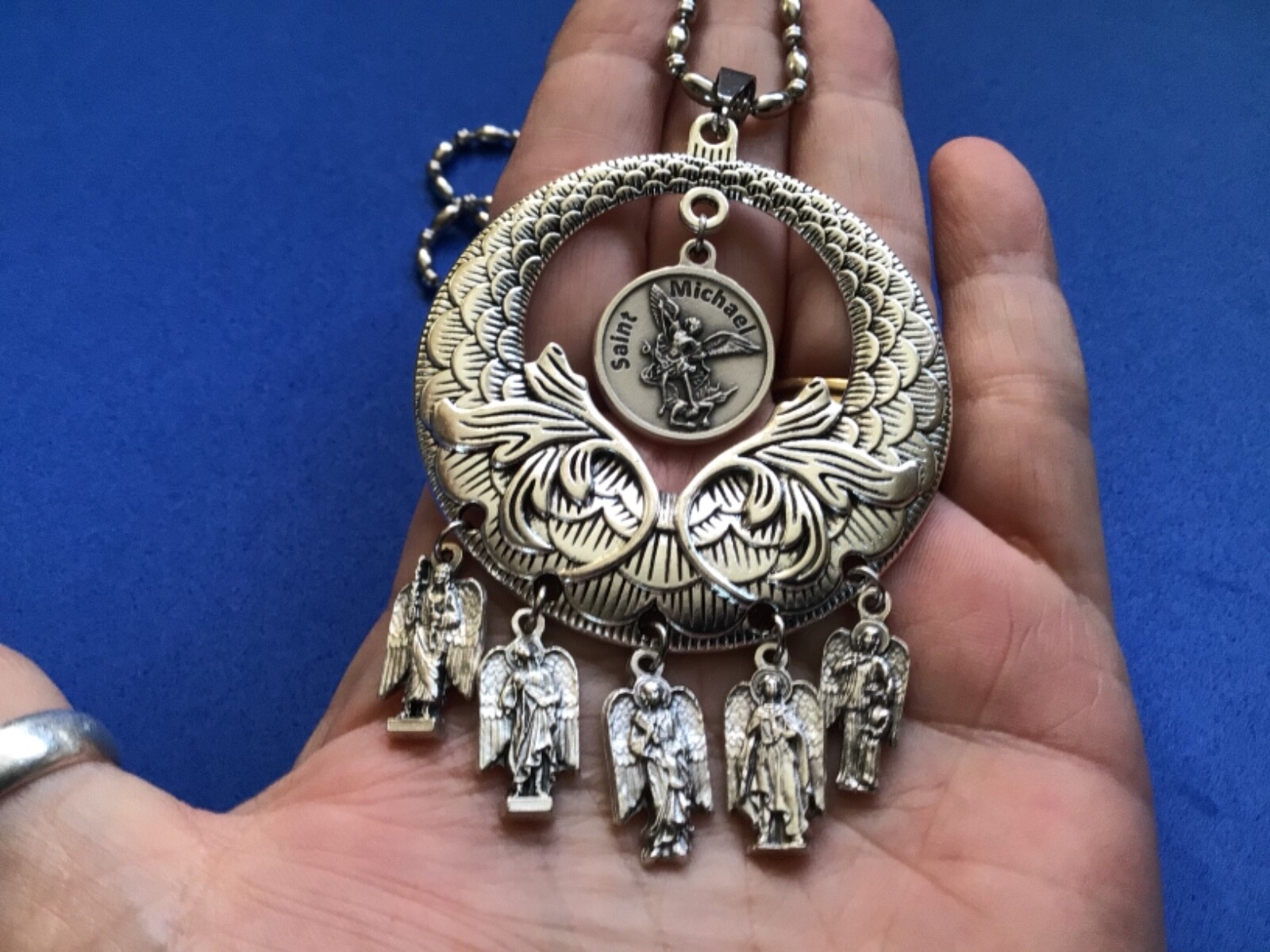 Custom Saint Medal NECKLACE 4 ARCHANGEL St Michael Raphael Gabriel Uriel Prayer