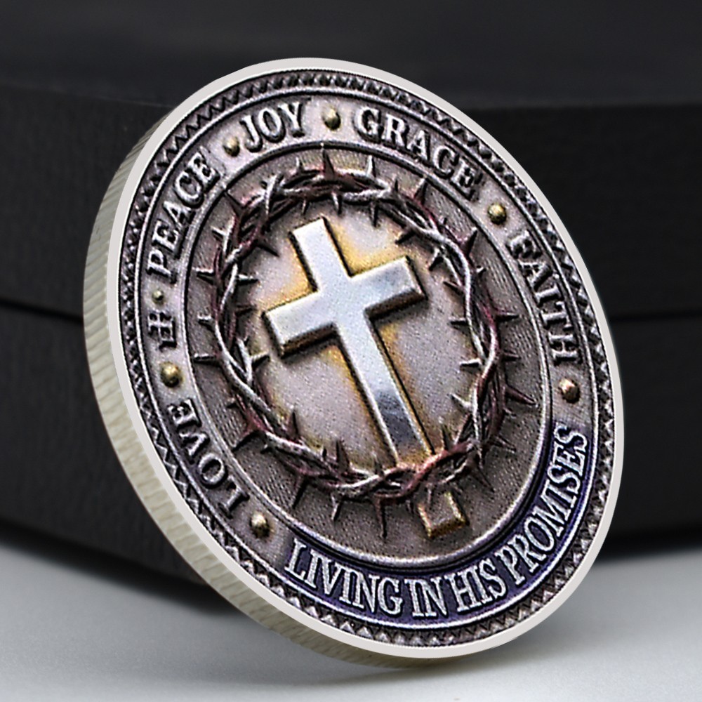 Jesus Cross Christian Challenge Coin John 1:9 Faith Prayer Collectible Medal
