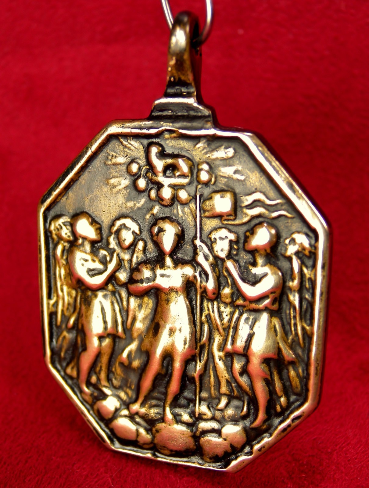 RARE SPANISH COLONIAL 7 ARCHANGELS & CATHOLIC HOLY TRINITY ANTIQUE BRONZE MEDAL