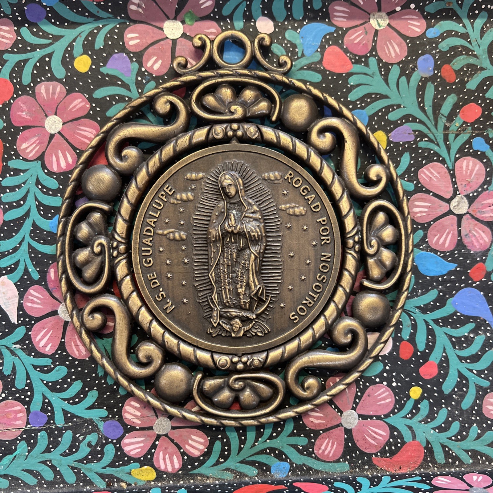 St Jude / Our Lady Of Guadalupe Medal Metal Plaque Catholic Religious 5.5”L