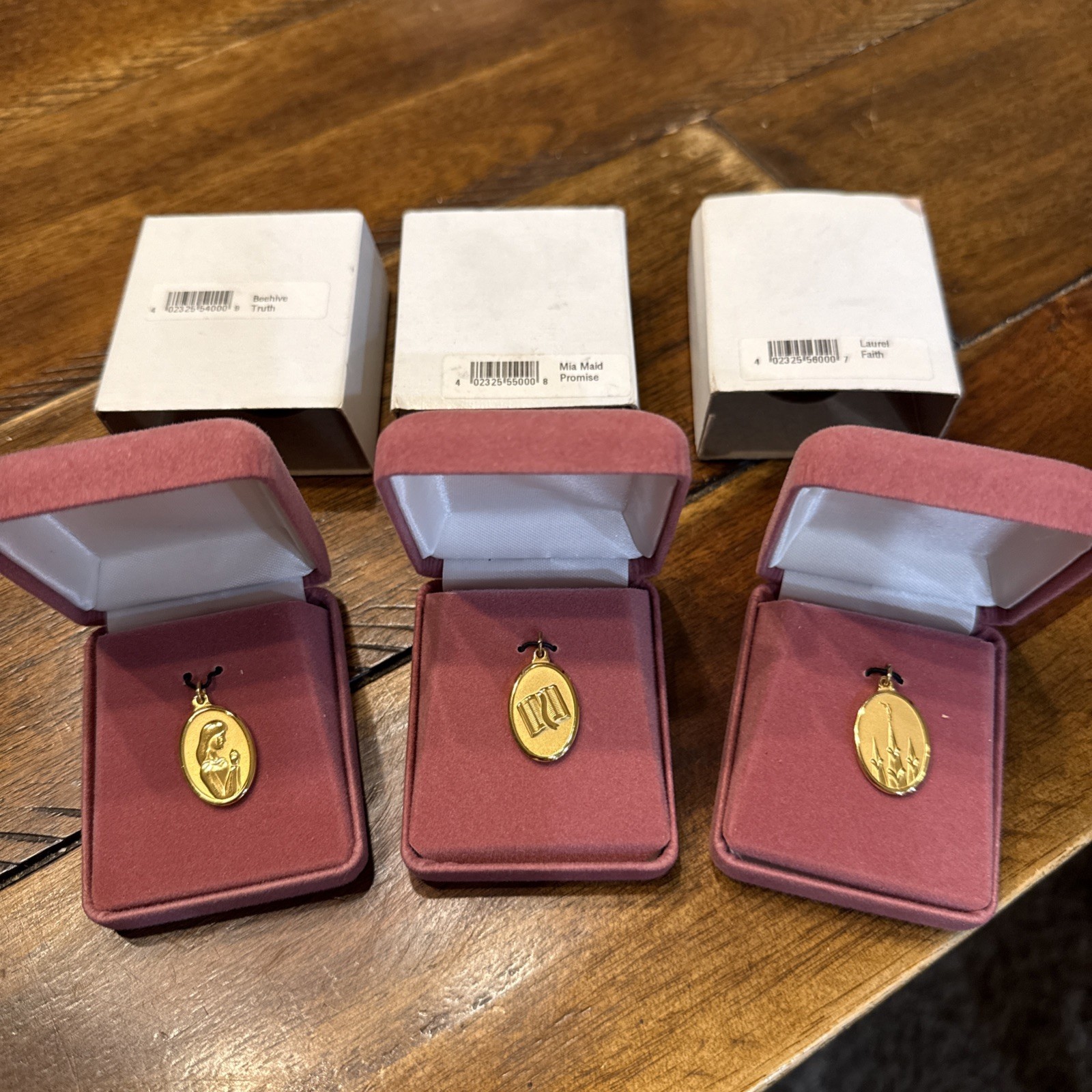 LDS Mormon Young Women Personal Progress Medallion Pendant Set 3 Temple Scriptur