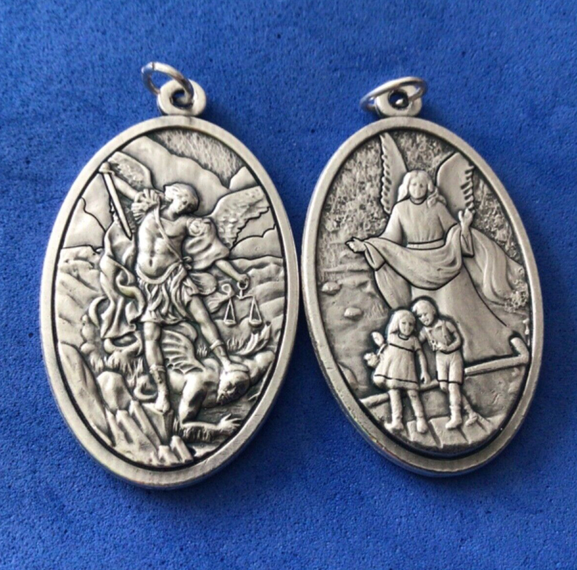 Two Sided Archangel St Michael Guardian Angel Saint Medal Saint Italy