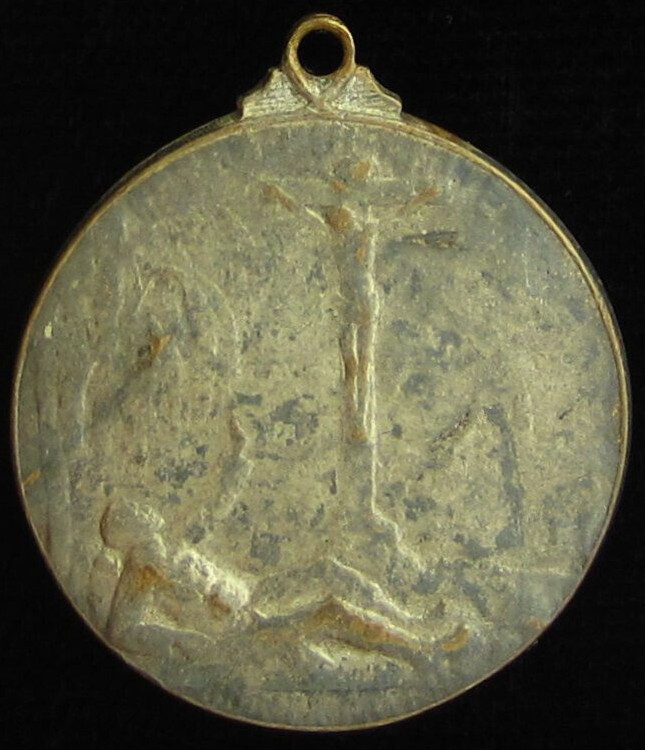 Vintage Jesus Medal Holy Catholic 1914 Joseph Witterwulghe WWI Belgium Large