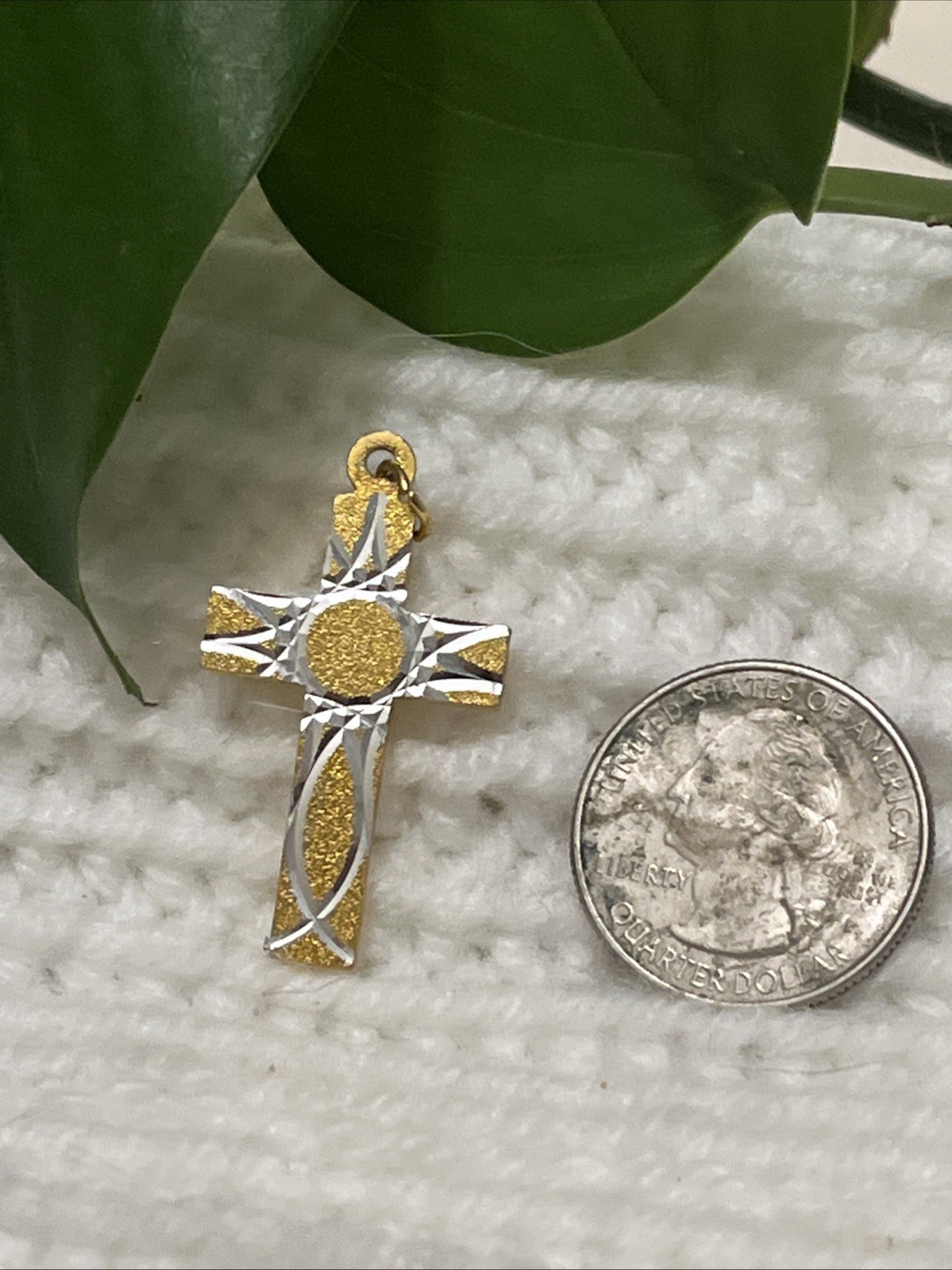 Vintage Geometric Cross Medal Gold Toned & Silver Toned Pendant