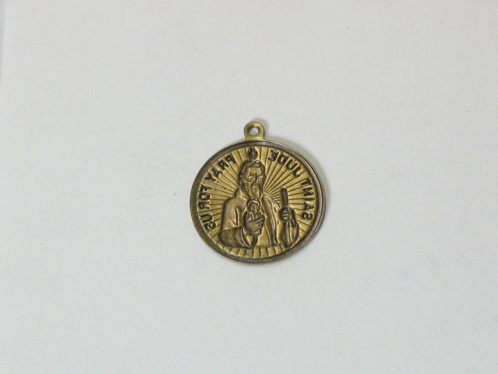 Vintage Gold Tone Saint Jude Pray For Us Charm Pendant