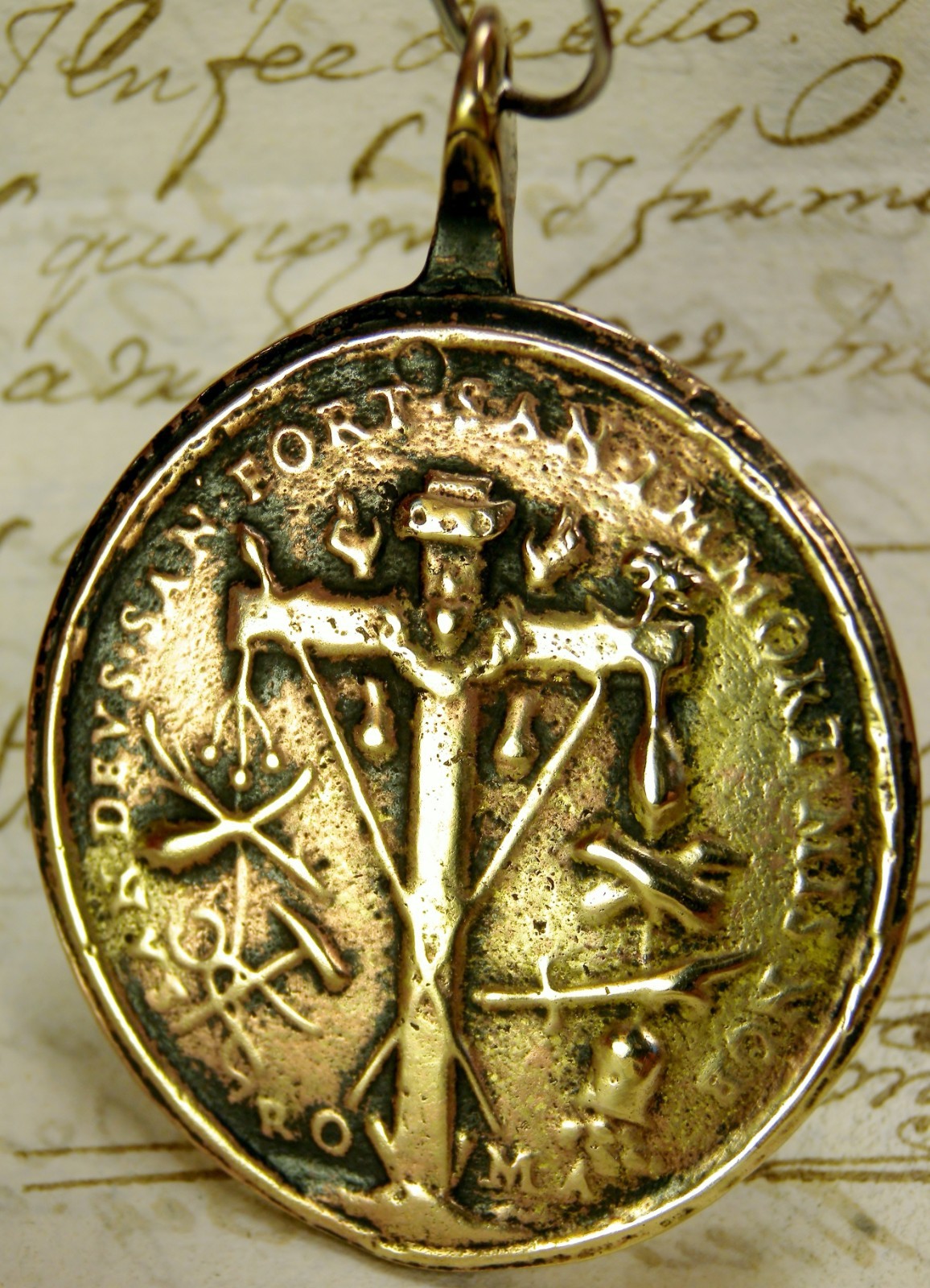 Antique 18th Century Veil of Veronica Holy Spirit Christ Passion Symbols Medal